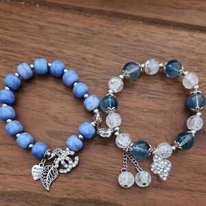 Fashion Jewelry Blue and Silver Charm Bracelets